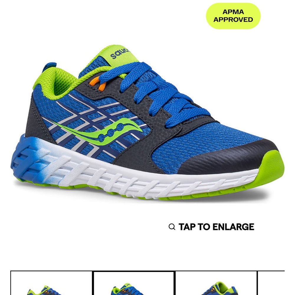 Saucony Wind 2.0 Kids Blue and Green Running Shoes size 13.5W